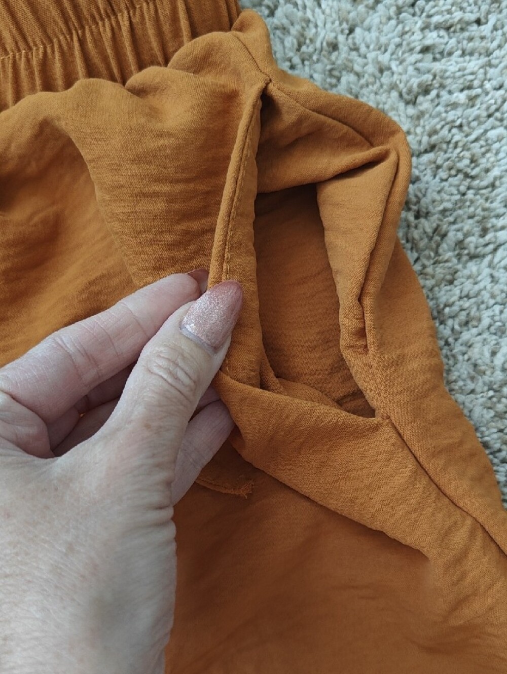Rust Orange Wide Leg Drawstring Pants - Picture 3 of 4